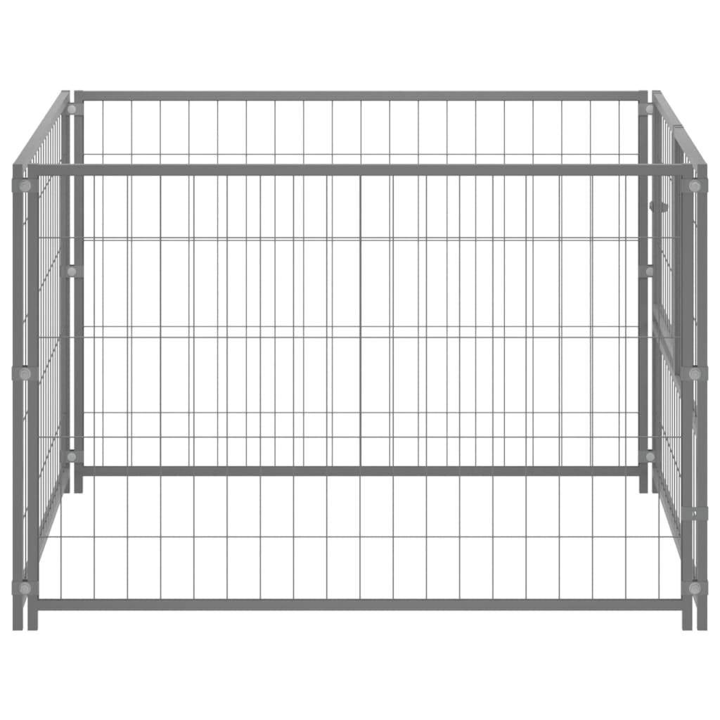 Helloshop26 - Chenil extérieur cage enclos parc animaux chien argenté 100 x 100 x 70 cm acier - Imagen 3