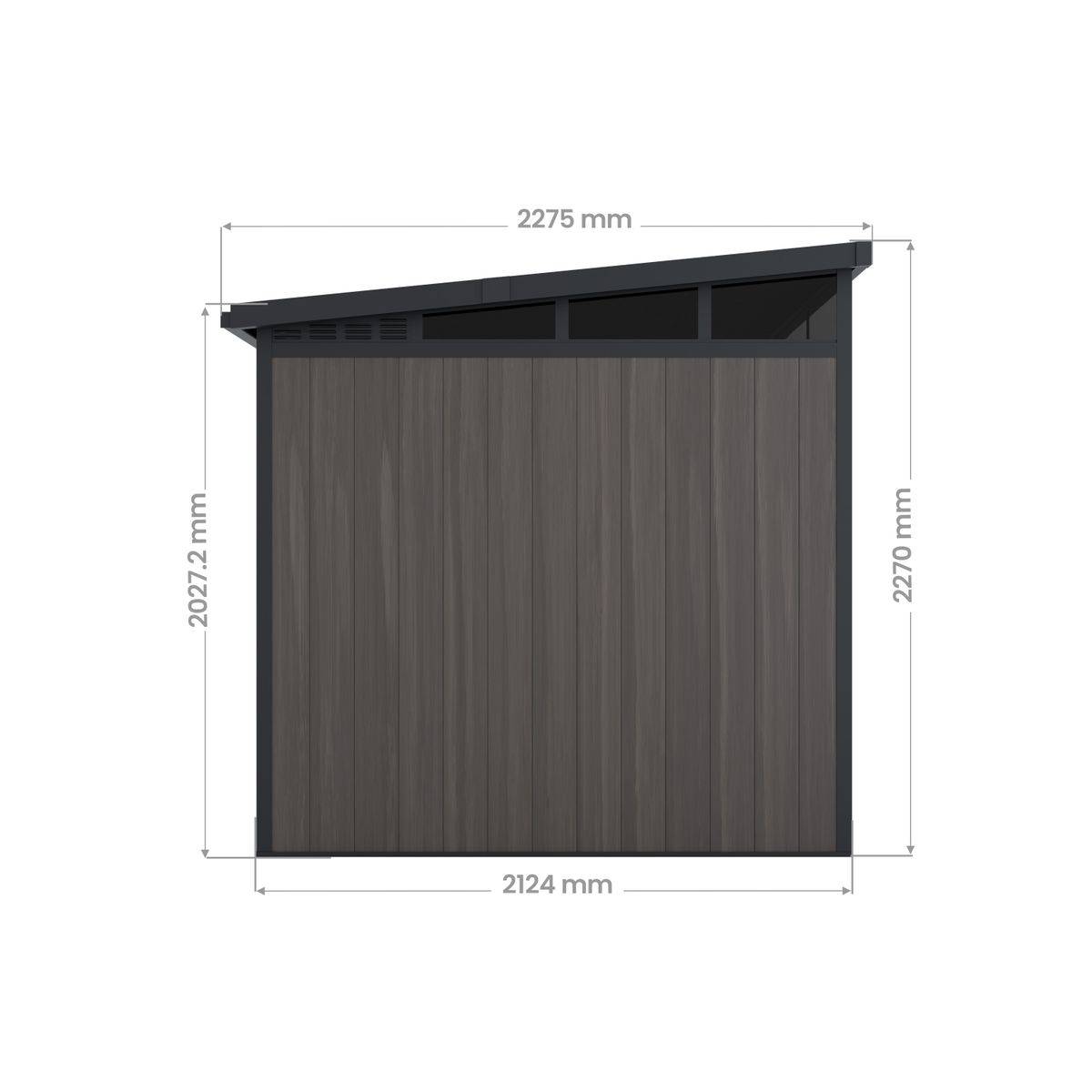 Direct Abris - Abri de Jardin Bois Composite 7,5m2 Gris 363x223x227cm EVORA - Cabane a Outils - Local a Vélo - Image 9