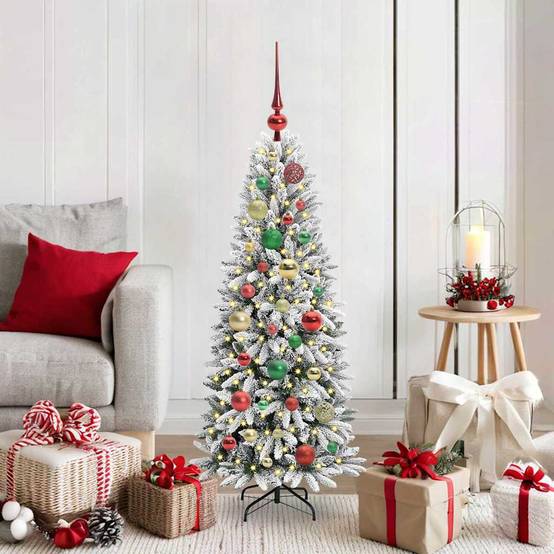 ComfortXL - Sapin de Noël Artificiel Blanc 120 cm Effet Neige, Lumineux avec 8 Modes d'Éclairage – ComfortXL Outdoor Living - Image 1