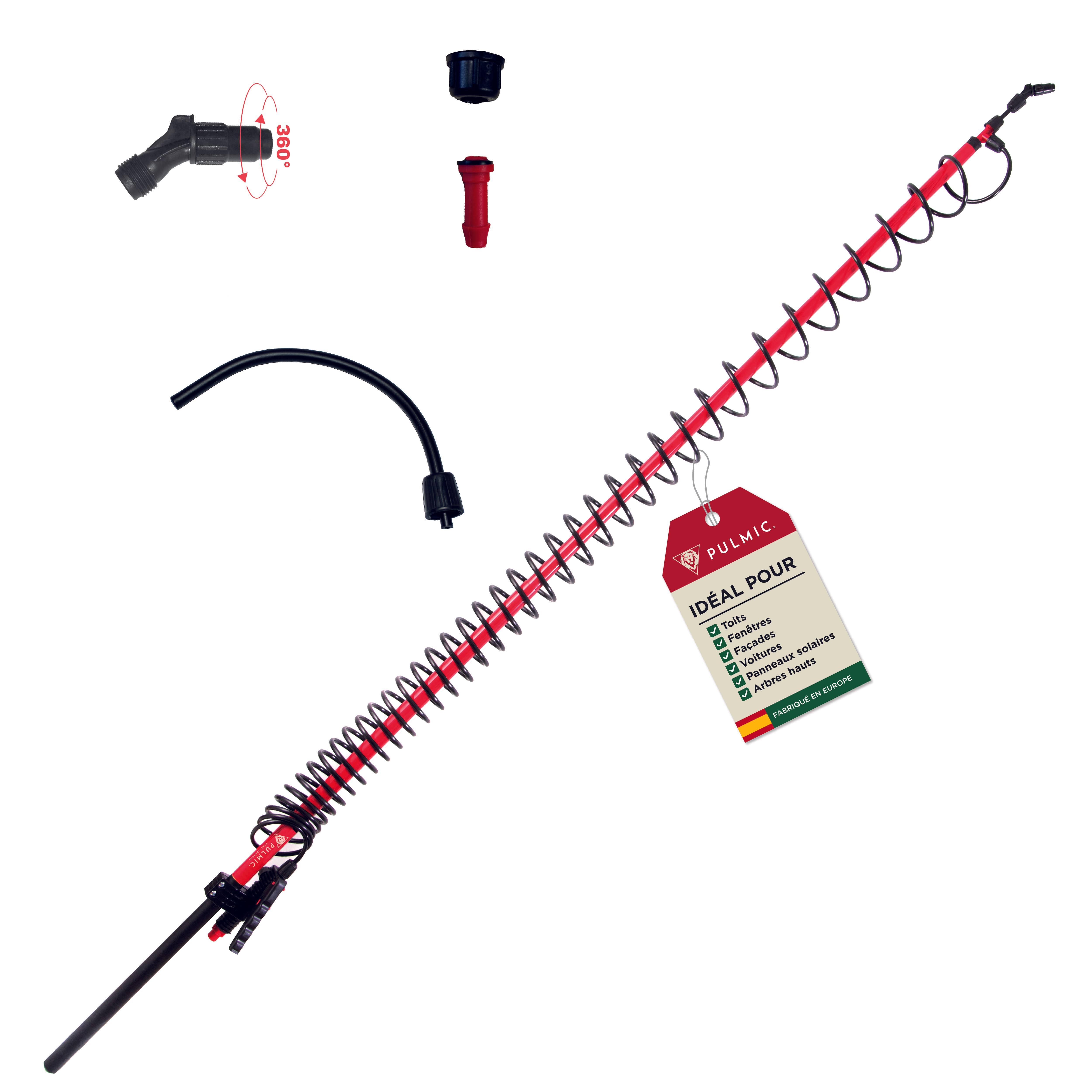 Pulmic Lance de Pulvérisation Télescopique 5 m d'Hauteur – Perche en Fibre de Verre Légère. Idéale pour le Démoussage, - Image 1