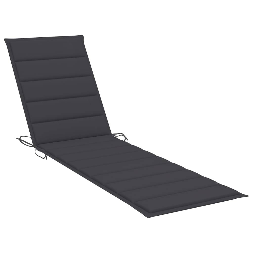 Helloshop26 - Lot de 2 transats chaise longue bain de soleil lit de jardin terrasse meuble d'extérieur avec coussin anthracite teck solide - Imagen 7