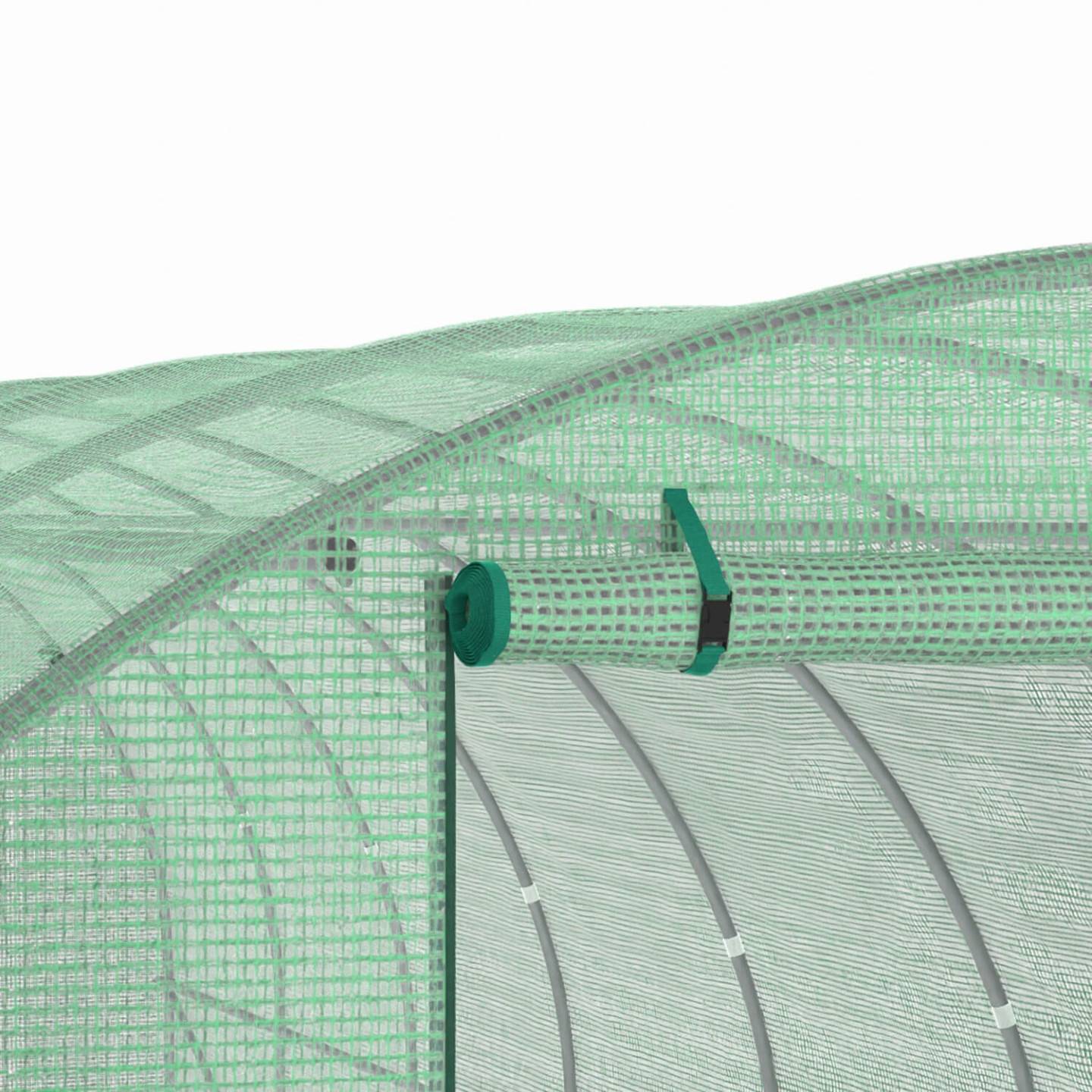IDMARKET - Bâche de rechange pour serre de jardin tunnel 24m² 8 x 3 x 2 m anti-UV avec porte et fenêtres DES ANDES verte - Image 6