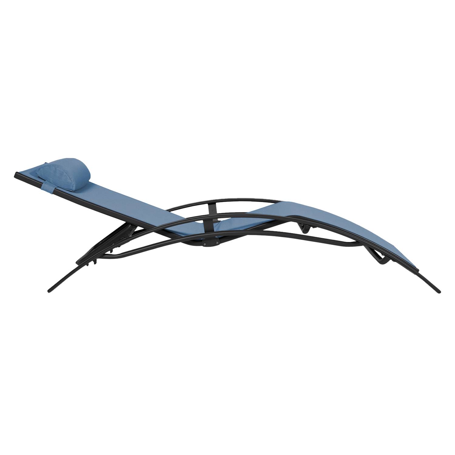 Happy Garden - Lot de 2 transats GALAPAGOS en textilène bleu gris - aluminium gris anthracite - HAPPY GARDEN - Imagen 4