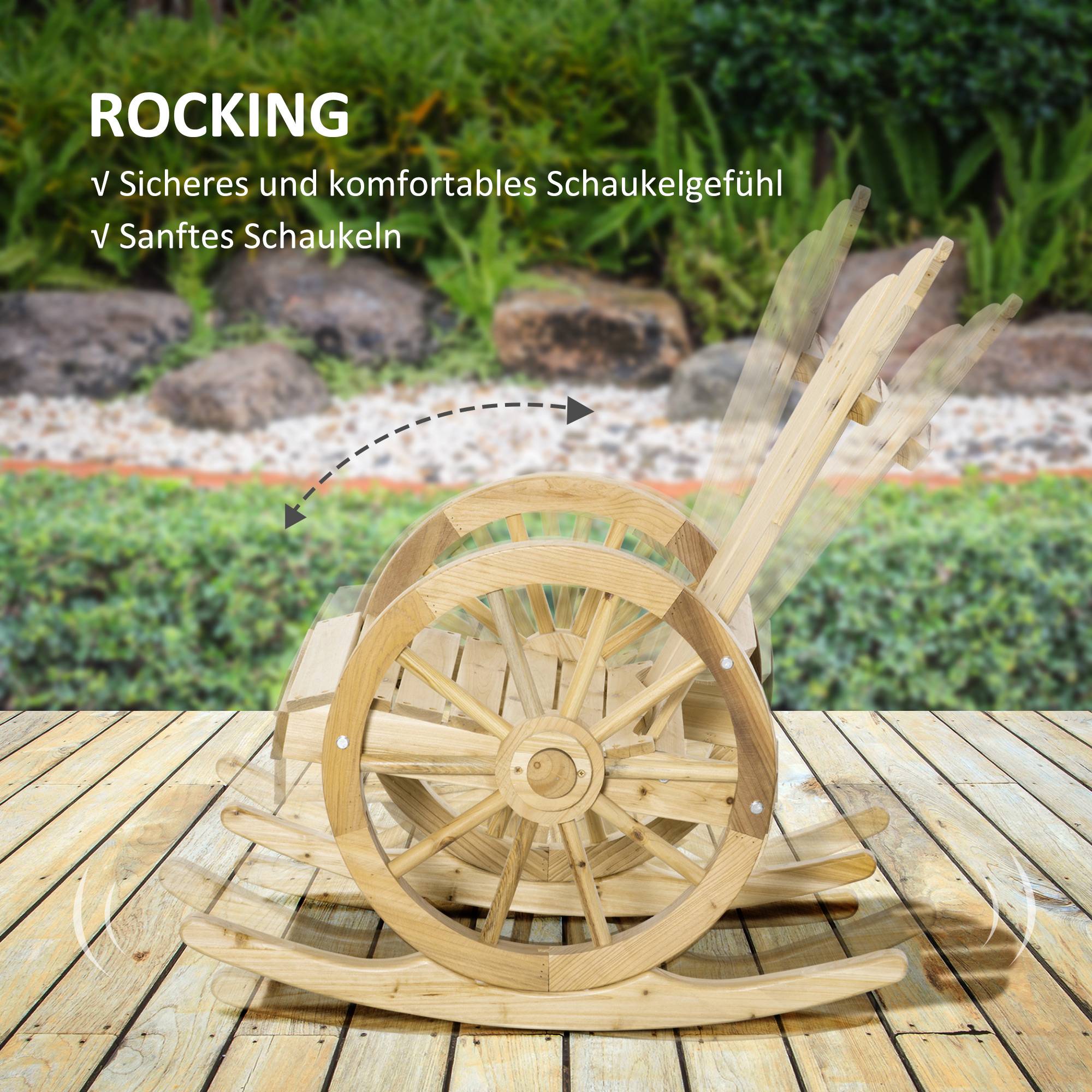 Fauteuil à Bascule Bois Massif Jardin Terrasse Détente Naturel 68x88x92cm - ComfortXL Outdoor Living - Image 4