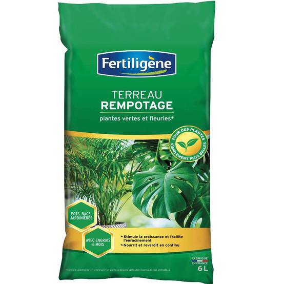 Fertiligène - Fertiligène - Terreau de rempotage plantes vertes/fleuries 6 L - Image 1