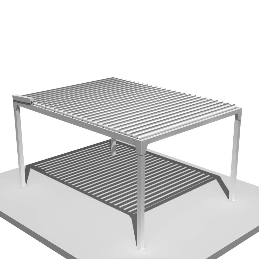 Intersun - Pergola Bioclimatique BERYL Ilot - Blanc - 3,50x4,00 M - Vérin à Télécommande - Imagen 1