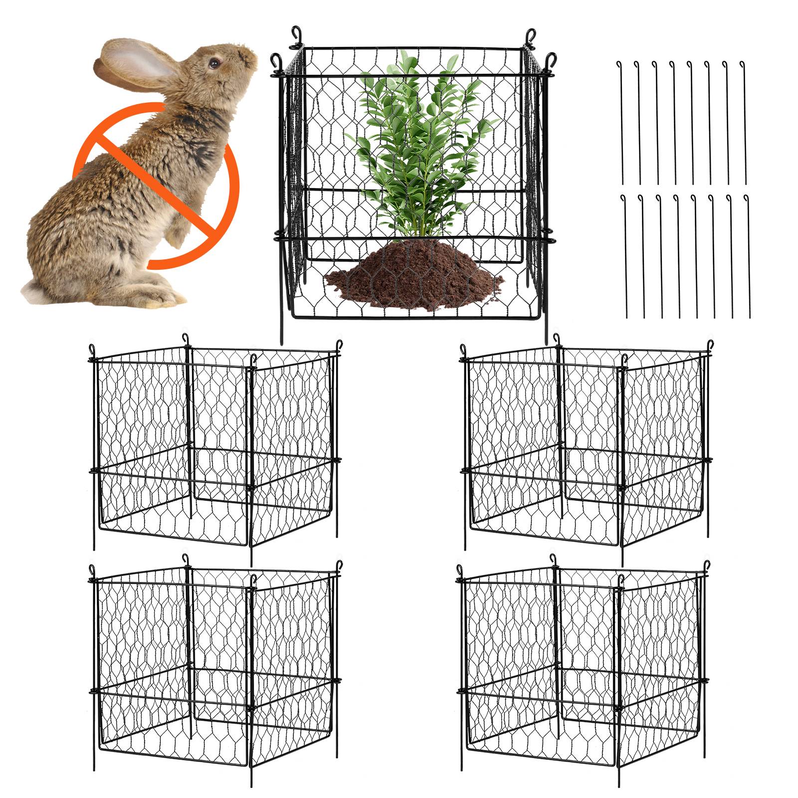 VEVOR Lot 4 protections plantes, grillage 34x34cm, maille métallique, lapins. - Image 9