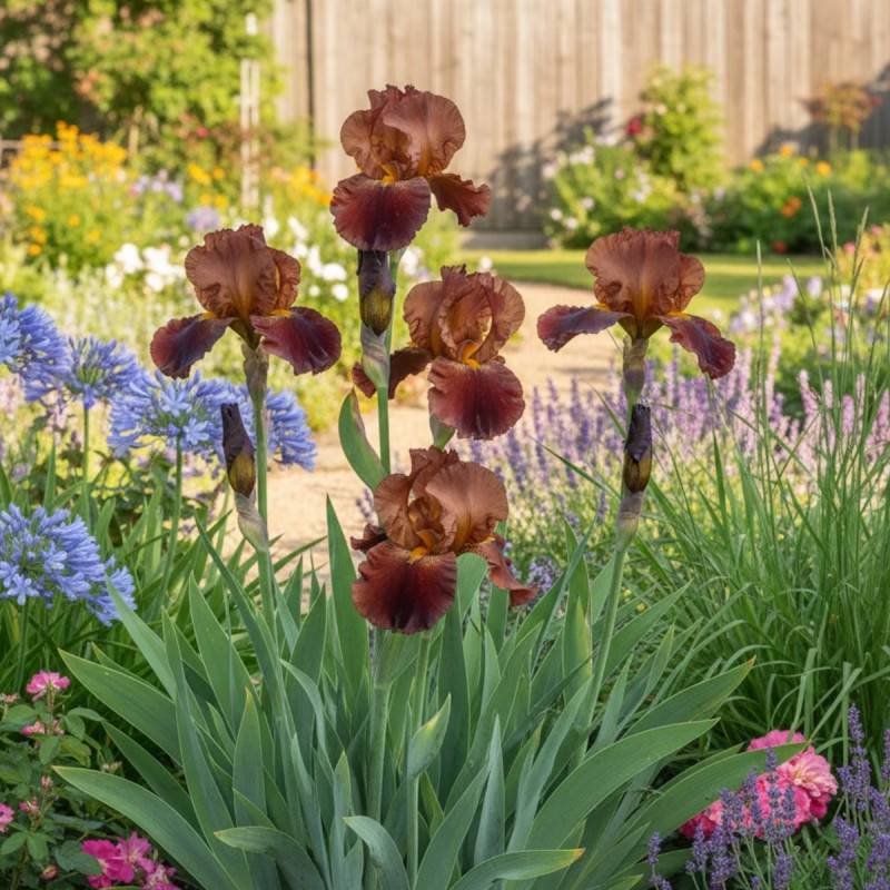 Iris des jardins Dutch Chocolate à fleurs Orange/Rouge - feuillage Caduc - Godet - 5/20 cm - Imagen 1