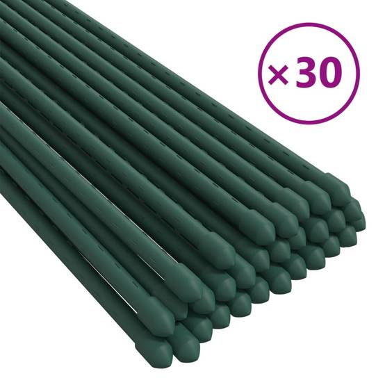 30 pcs Piquets de Fixation - Piquets de sol pour plantes de jardin vert 60 cm acier MP630 - Image 1