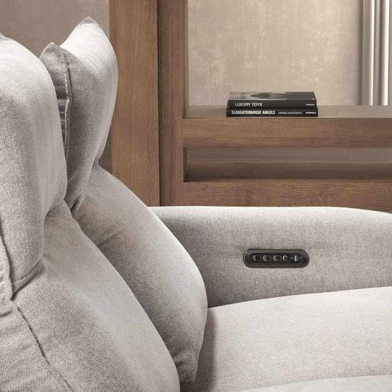 Ensemble Canapé relax électrique + canapé fixe tissu polyester gris - MIRAMAR - Image 5