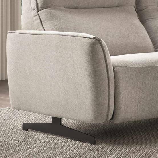Ensemble Canapé relax électrique + canapé fixe tissu polyester gris - MIRAMAR - Image 3