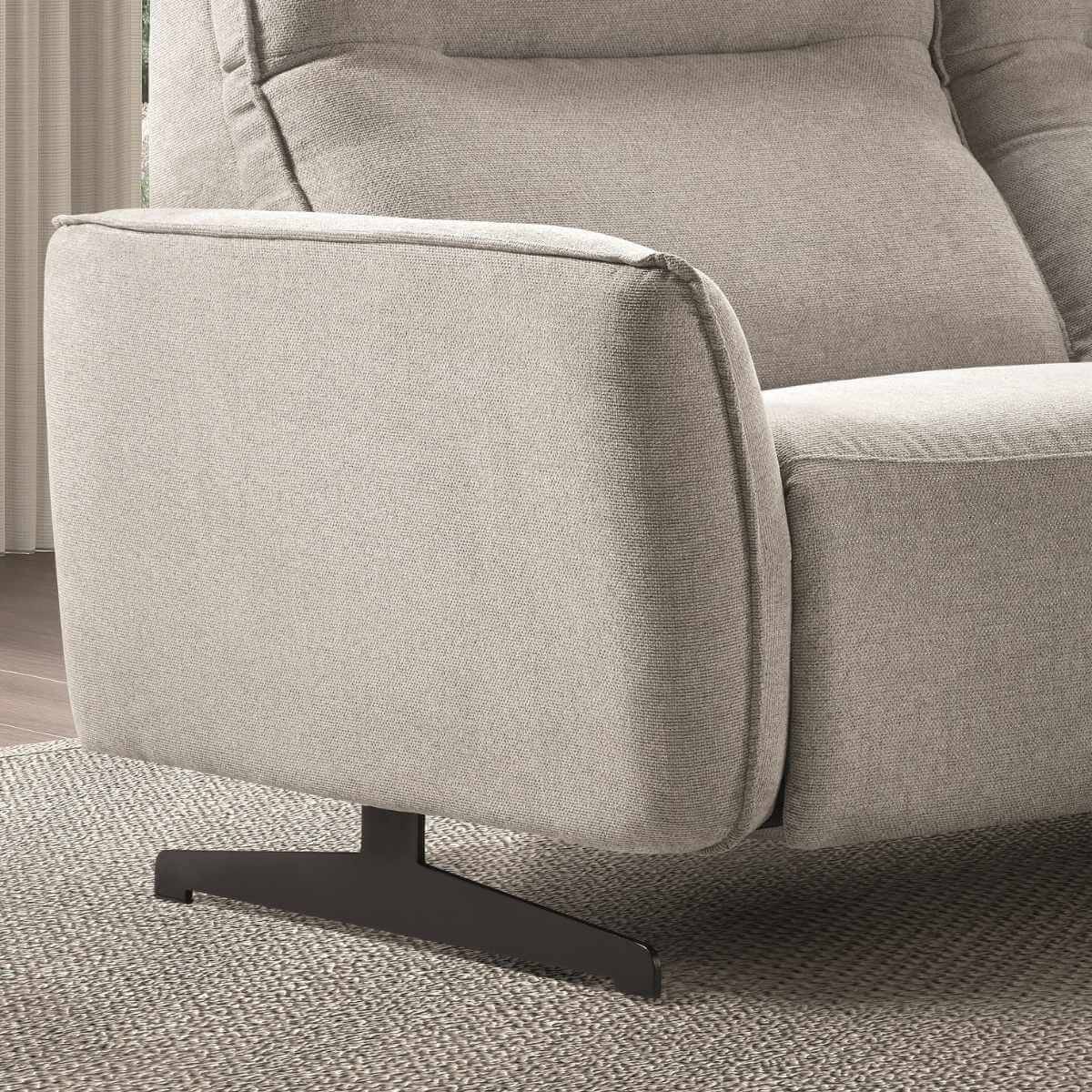 Ensemble Canapé relax électrique + canapé fixe tissu polyester gris - MIRAMAR - Image 3