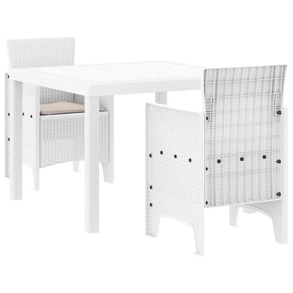 Vidaxl - Ensemble de salle à manger pour jardin 3 pcs-Salons de jardin Blanc Polypropylène 806353 - Image 2