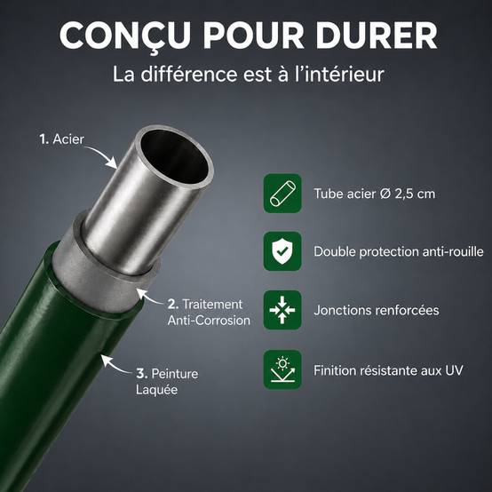 Etendoir à linge extérieur - 2m10 - acier laqué traitement anticorrosion - FACILITYS - Image 5