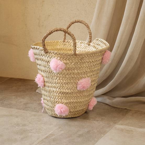 Home Maison - Panier de rangement à pompons - HOME MAISON - Feuille de palmier - Rose - Image 3