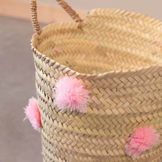 Home Maison - Panier de rangement à pompons - HOME MAISON - Feuille de palmier - Rose - Image 2