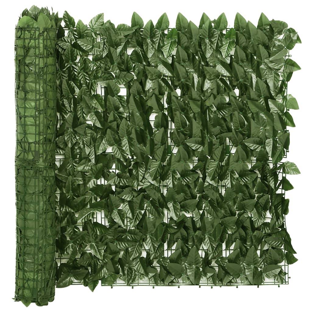 Helloshop26 - Écran de balcon brise pare vue protection confidentialité avec feuilles 600 x 75 cm vert foncé - Imagen 1
