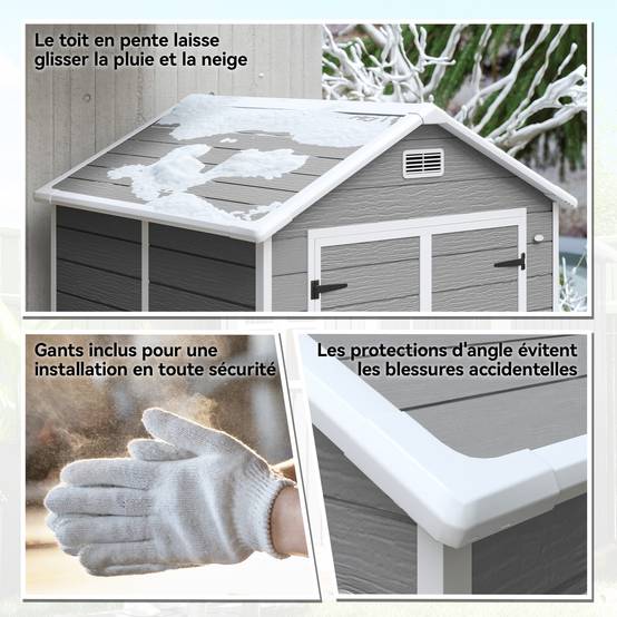 Abri de jardin polypropylènes gris 182 x 151 x 219 cm - PANGIVO - Image 10