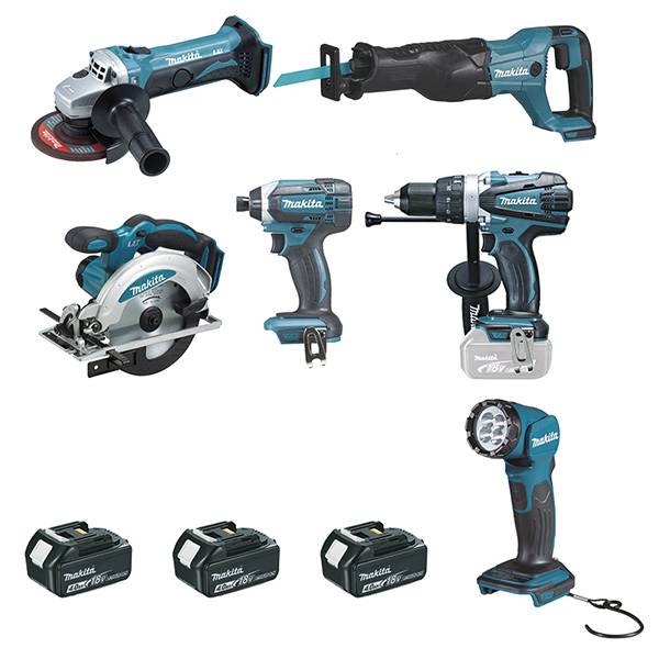 Makita - Lot 6 machines 18V Li-ion 4Ah MAKITA - 3 batteries + chargeur - DLX6104MX1 - Imagen 1