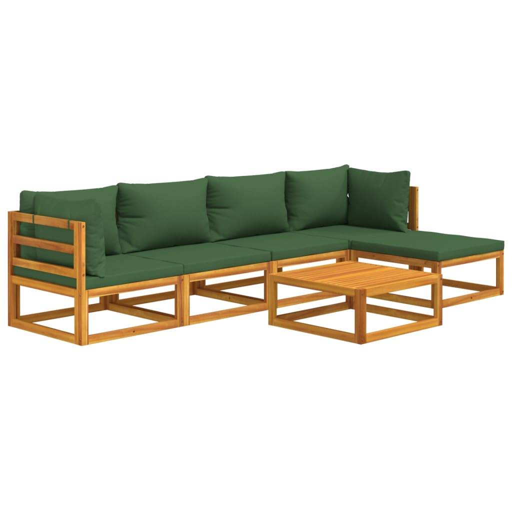 Helloshop26 - Salon de jardin meuble d'extérieur ensemble de mobilier 6 pièces avec coussins vert bois massif - Imagen 1