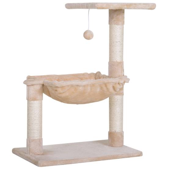 Arbre à Chat Compact 70 cm avec Hamac Plateforme et Griffoirs Sisal Beige - ComfortXL Outdoor Living - Image 2