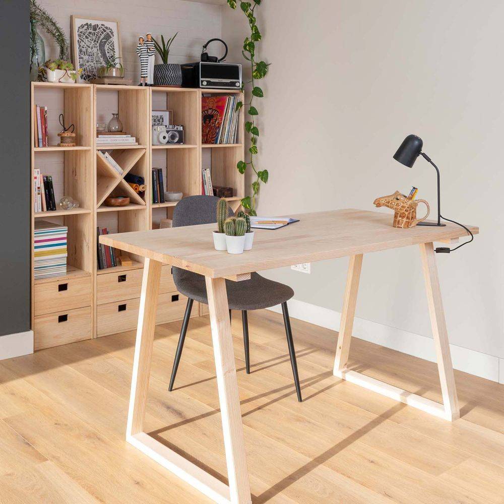 Ensemble pieds de table modulable en pin massif et plateau Bok - Imagen 2