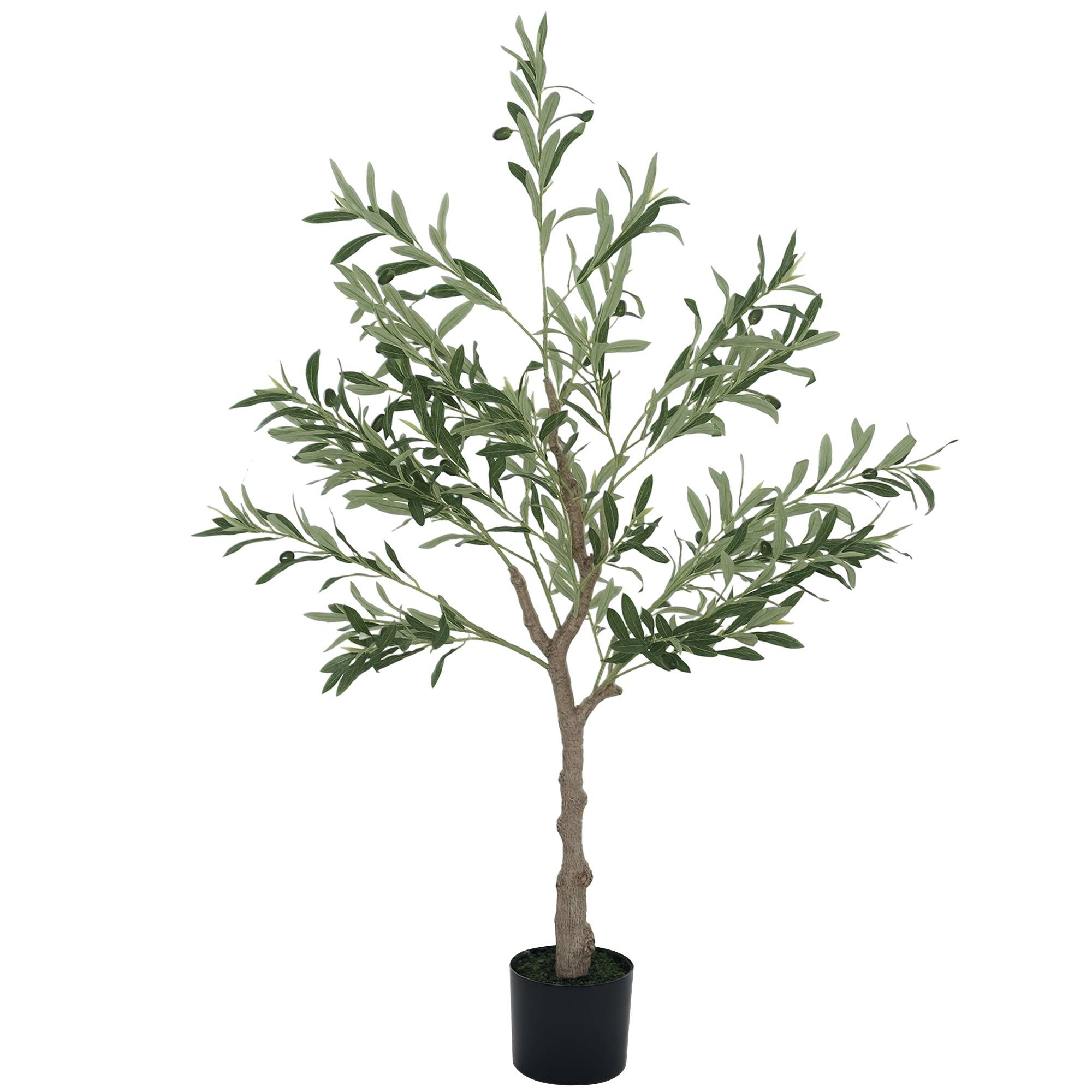 Sans Marque - Olivier artificiel 120 cm plante intérieur fausse plante décoration maison bureau salon chambre - Image 1