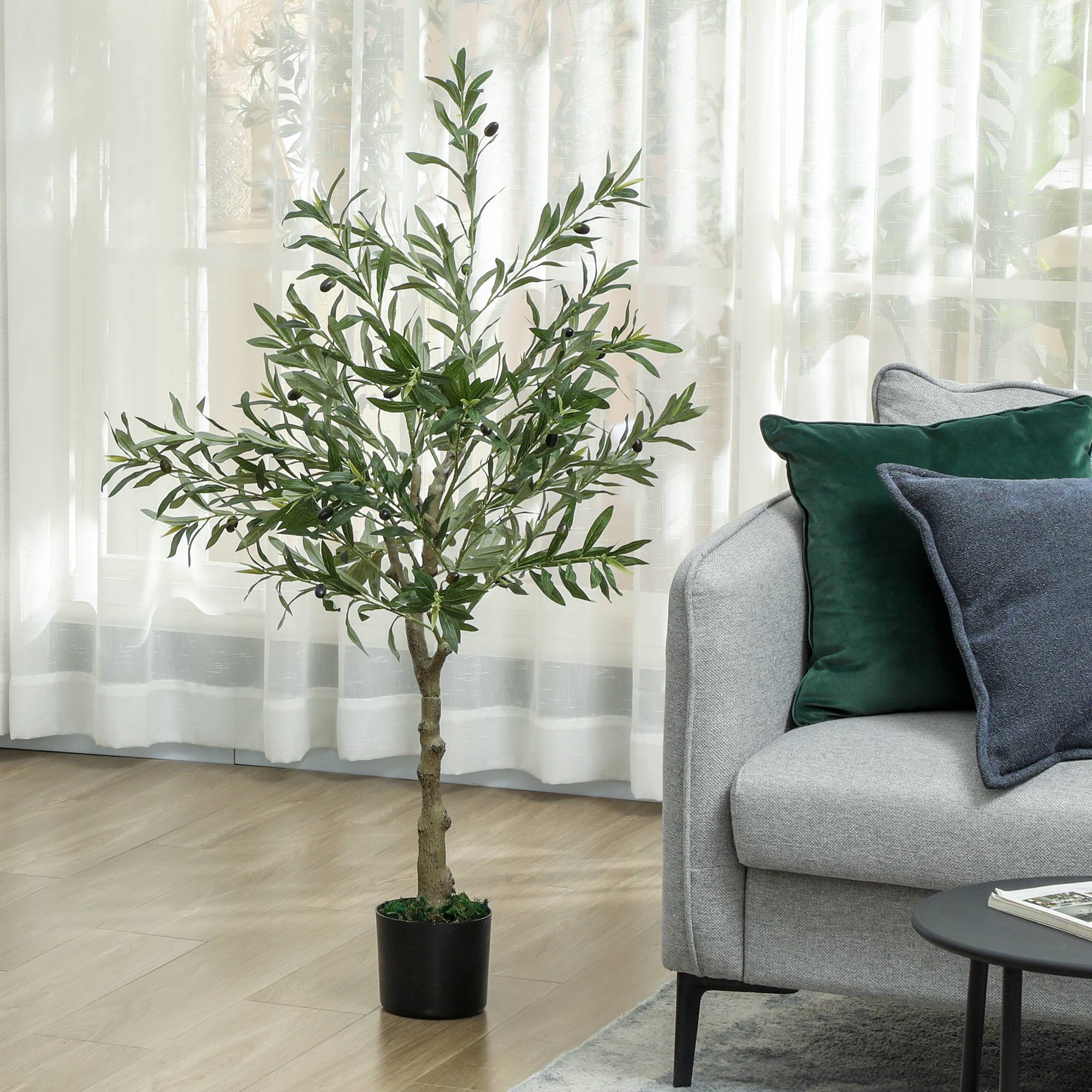 Sans Marque - Olivier artificiel 120 cm plante intérieur fausse plante décoration maison bureau salon chambre - Image 4