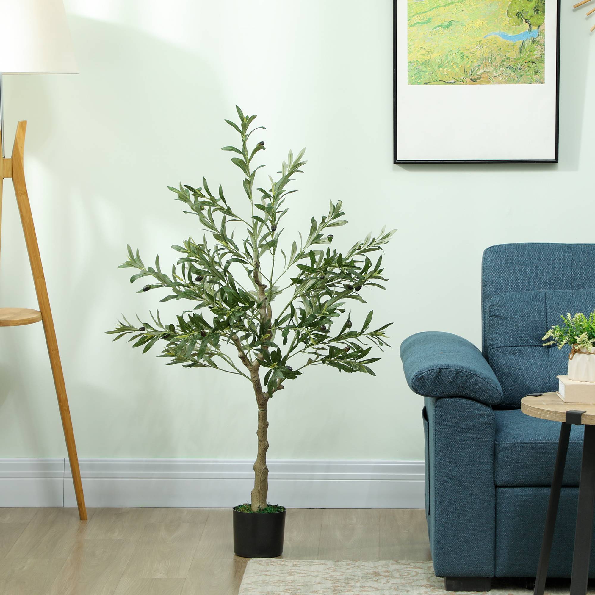 Sans Marque - Olivier artificiel 120 cm plante intérieur fausse plante décoration maison bureau salon chambre - Image 3