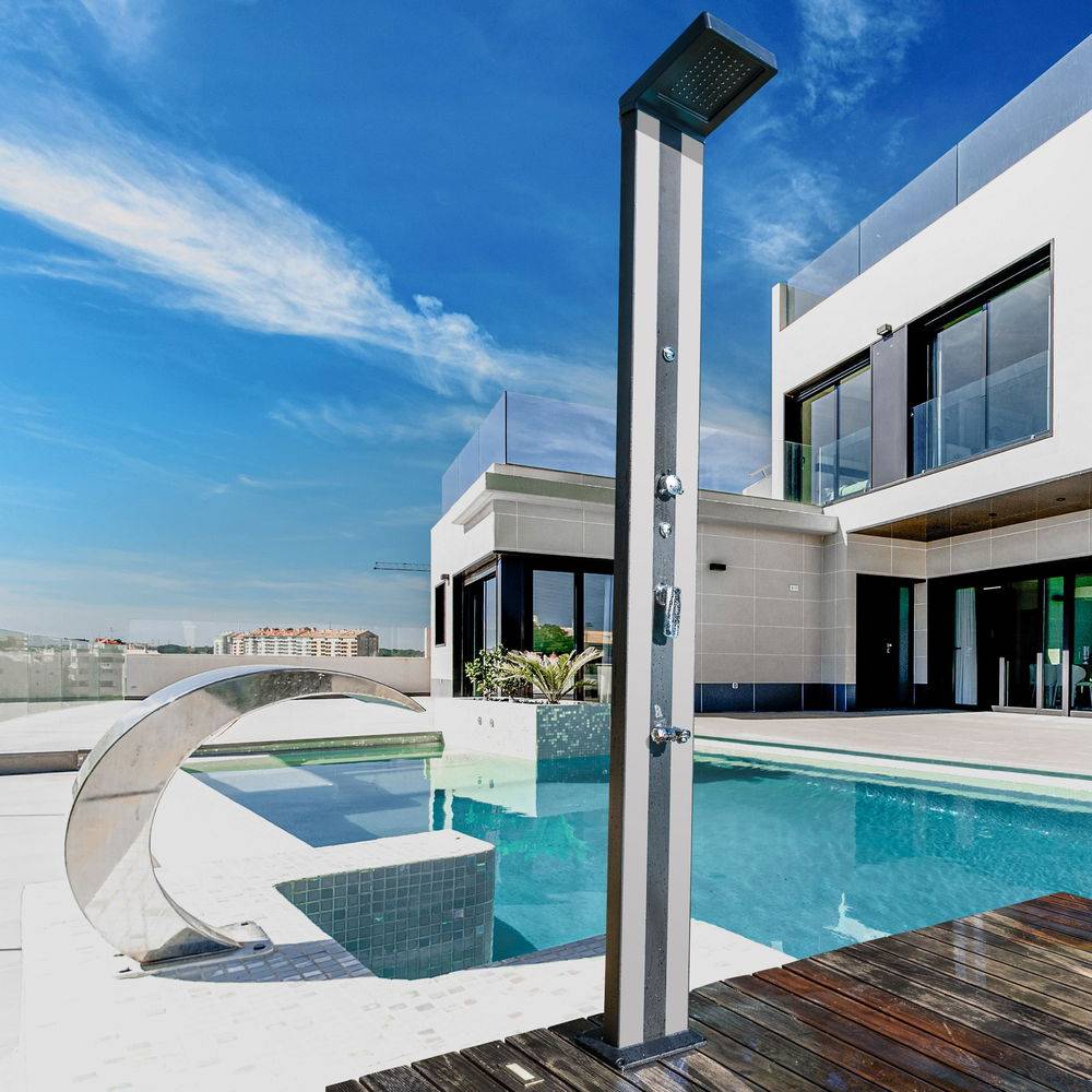 Douche solaire en aluminium haut de gamme / Avec douchette et robinet lave-pieds / 38 L - Image 2