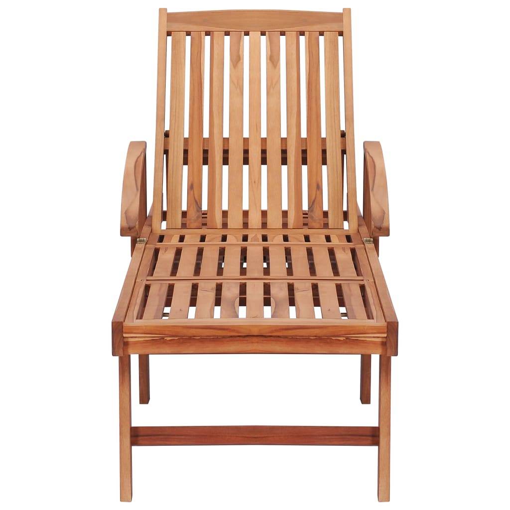 Helloshop26 - Lot de 2 transats chaise longue bain de soleil lit de jardin terrasse meuble d'extérieur avec coussin carreaux gris teck solide - Imagen 5