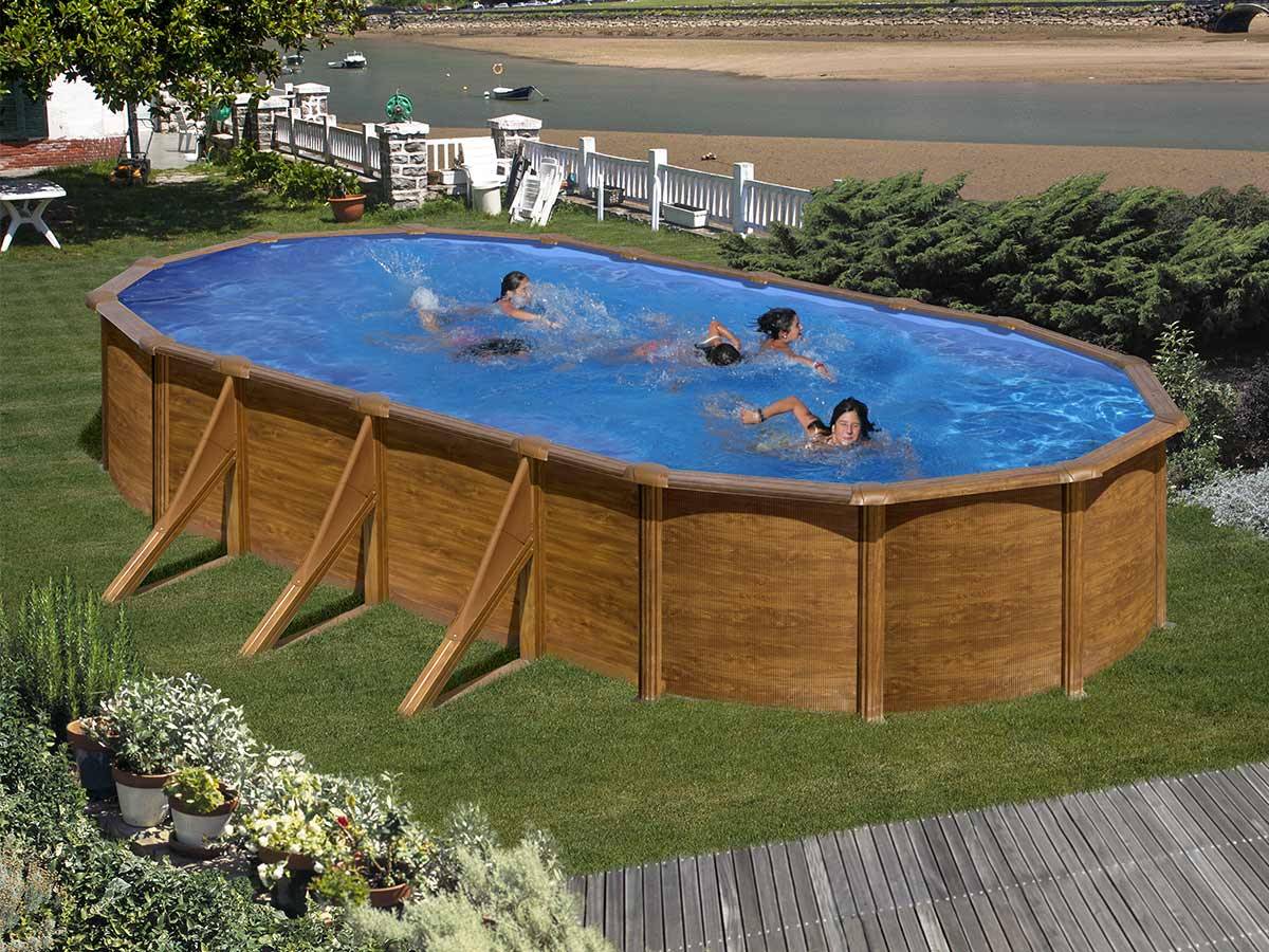 Gré - Piscine acier aspect bois Gré Pacific ovale 7,44 x 3,99 x 1,22 m - Gré - Imagen 1