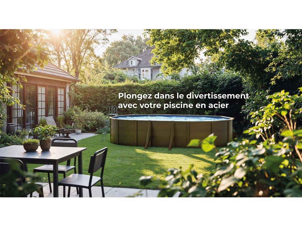 Gré - Piscine acier aspect bois Gré Pacific ovale 7,44 x 3,99 x 1,22 m - Gré - Imagen 3