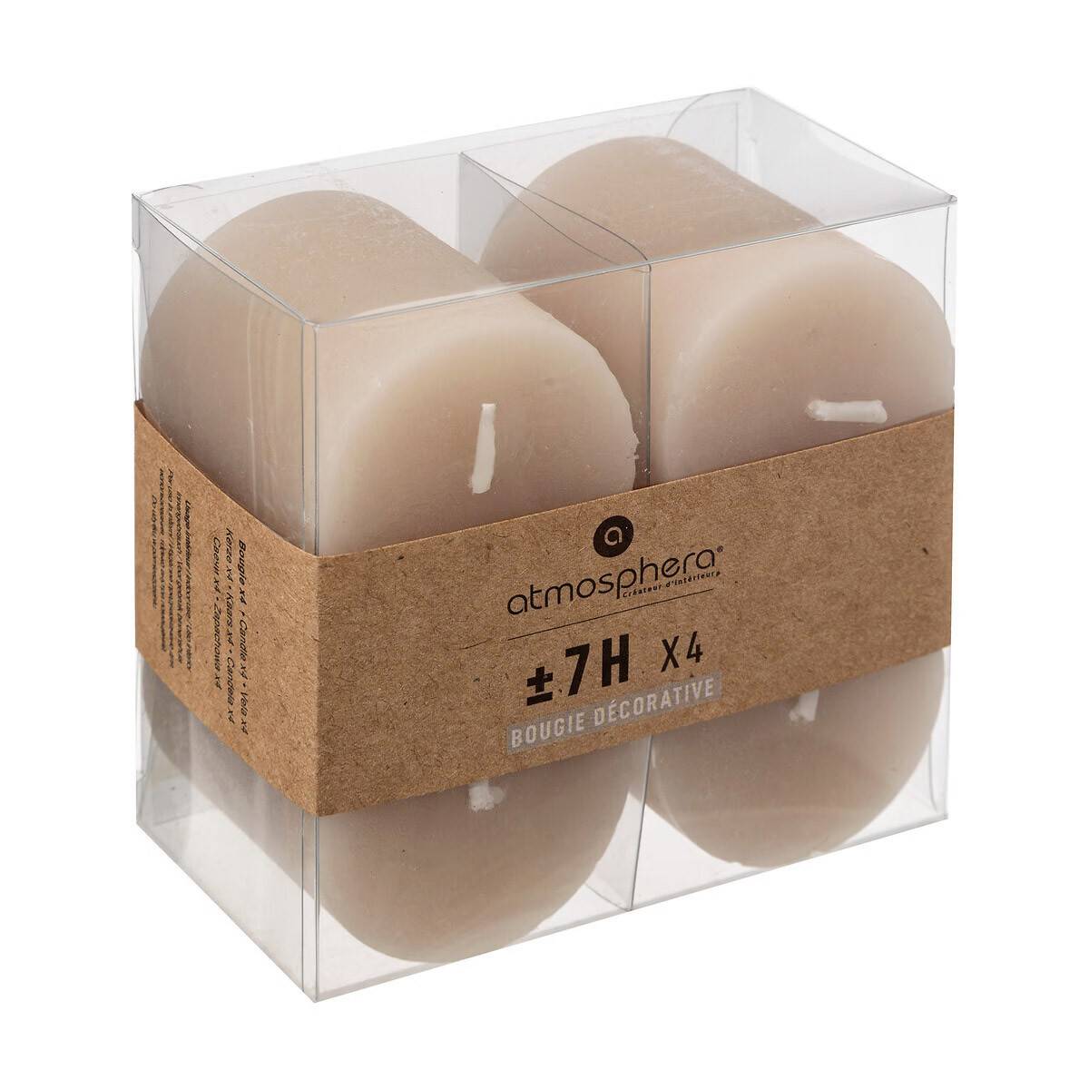 Atmosphera - Lot de 4 Bougies Votive Rustique Taupe D 4.5 cm - Imagen 3