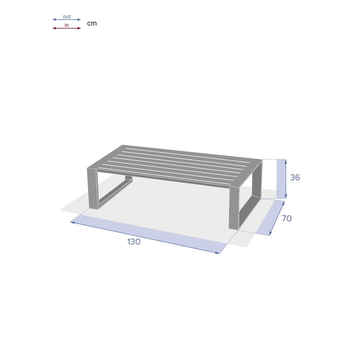 Hesperide - Table basse de jardin rectangulaire "Allure" graphite 130x70x36cm en aluminium traité époxy Hespéride - Imagen 2