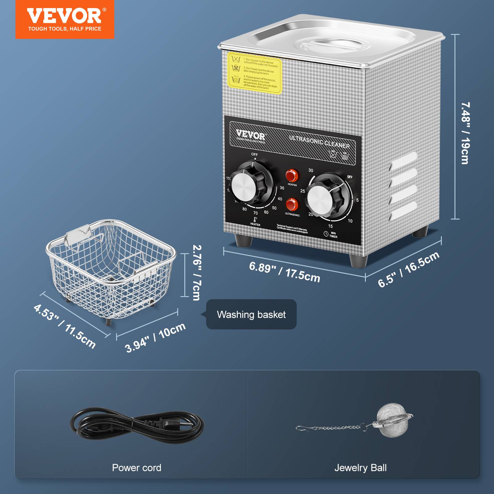 Vevor - VEVOR Nettoyeur ultrasons 2L, 60W, numérique, chauffage, minuterie, pour bijoux, lunettes, labo. - Image 7