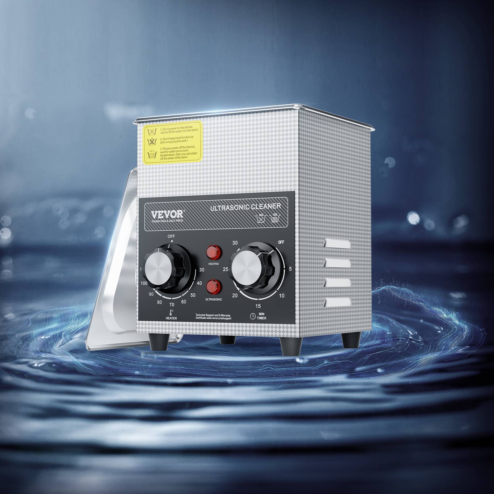 Vevor - VEVOR Nettoyeur ultrasons 2L, 60W, numérique, chauffage, minuterie, pour bijoux, lunettes, labo. - Image 8