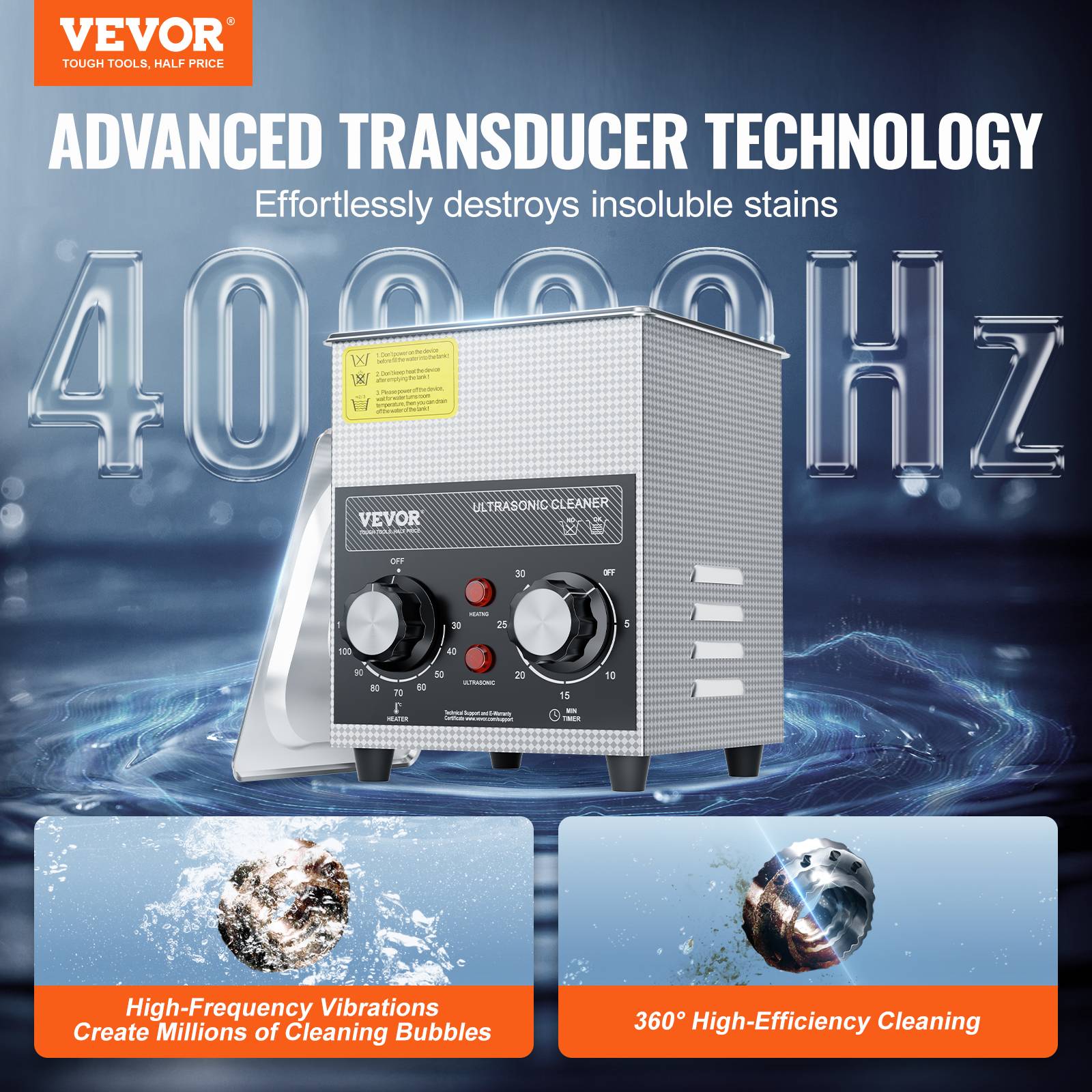 Vevor - VEVOR Nettoyeur ultrasons 2L, 60W, numérique, chauffage, minuterie, pour bijoux, lunettes, labo. - Image 2