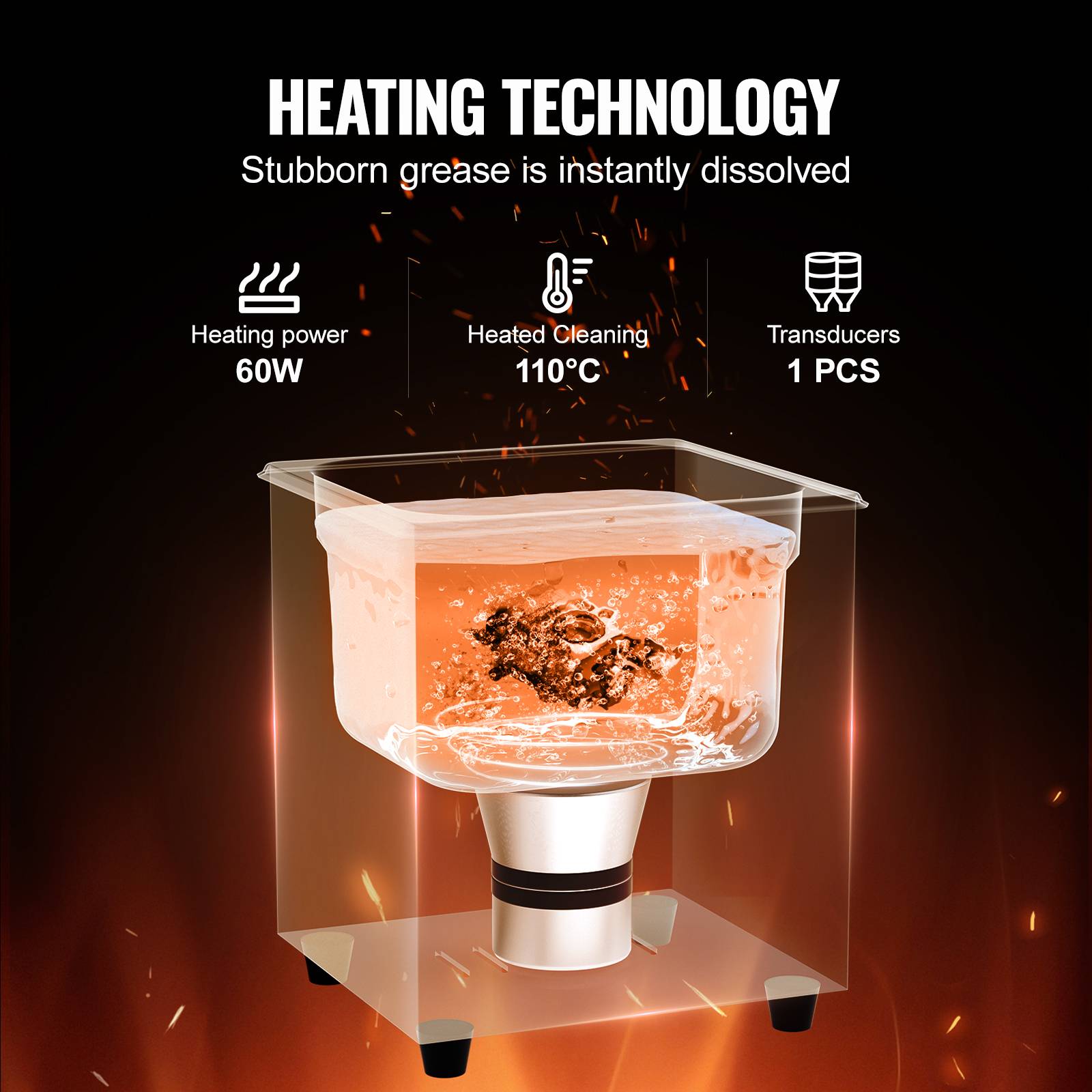 Vevor - VEVOR Nettoyeur ultrasons 2L, 60W, numérique, chauffage, minuterie, pour bijoux, lunettes, labo. - Image 3