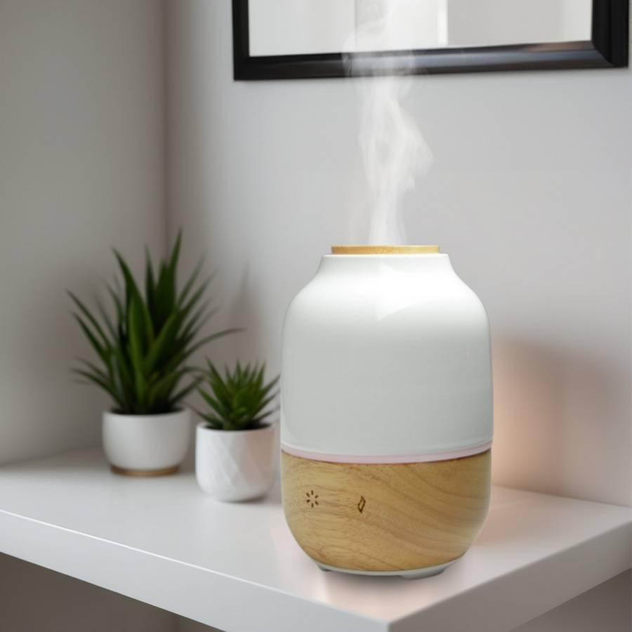 Zen'Arôme Diffuseur Huile Essentielle Purisia – Diffuseur de Parfum Maison - Éclairage Multifonction - En Bambou et Céramique - Image 1