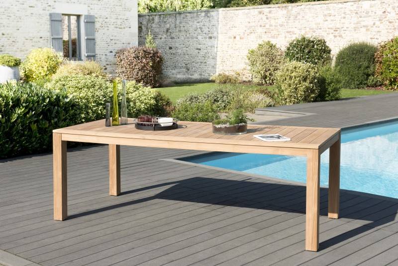 KIM - Table de jardin 6/8 personnes - VIESTE 220 x 100 cm en bois Teck - Image 2