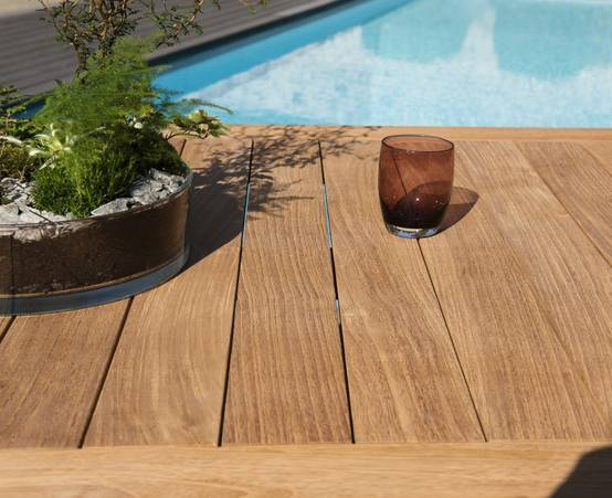KIM - Table de jardin 6/8 personnes - VIESTE 220 x 100 cm en bois Teck - Image 3