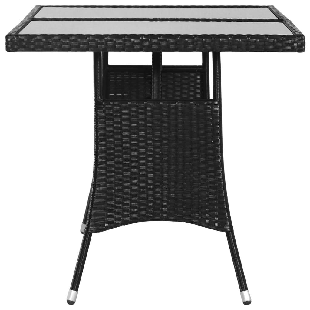 Table de jardin noire résine tressée 140 x 80 x 74 cm avec verre trempé - PANGIVO - Image 3