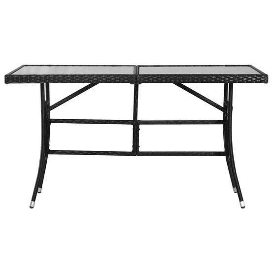Table de jardin noire résine tressée 140 x 80 x 74 cm avec verre trempé - PANGIVO - Image 2