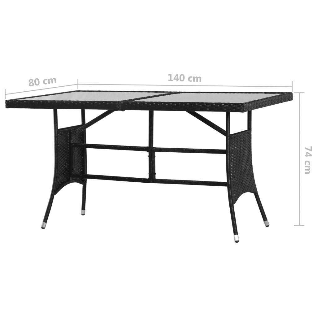 Table de jardin noire résine tressée 140 x 80 x 74 cm avec verre trempé - PANGIVO - Image 6