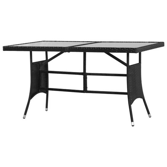 Table de jardin noire résine tressée 140 x 80 x 74 cm avec verre trempé - PANGIVO - Image 1