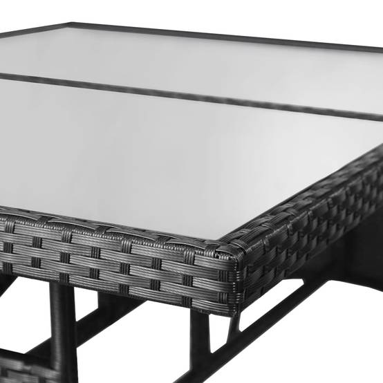 Table de jardin noire résine tressée 140 x 80 x 74 cm avec verre trempé - PANGIVO - Image 4