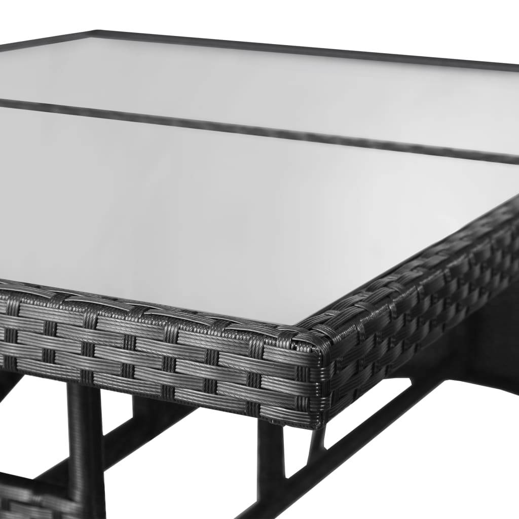 Table de jardin noire résine tressée 140 x 80 x 74 cm avec verre trempé - PANGIVO - Image 4