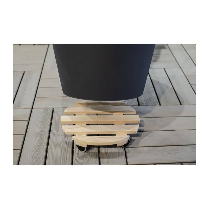 EDA Plastiques - Eda Support A Roulettes ø 30 Cm En Bois - 4 Roulettes - 30 X 30 X H.8 Cm - Image 2