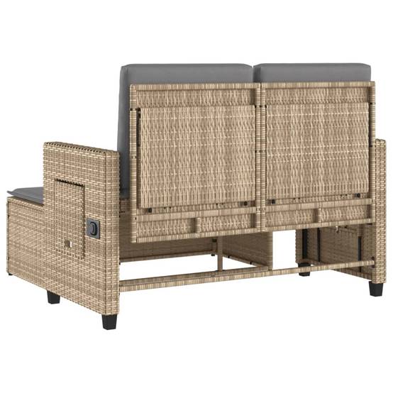 Banc inclinable de jardin | Banquette De Jardin | Banc Extérieur avec coussins beige résine tressée Maison Chic - Image 8
